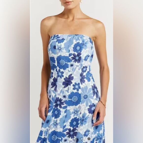 DISSH Floral Linen Strapless Maxi Dress - Picture 2 of 10